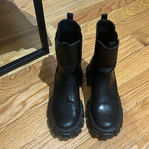 Black booties with rubber soles